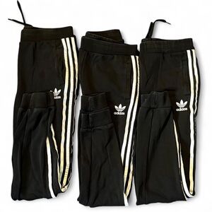 Adidas Kids Black Track Pants size youth 12 years 3 pack